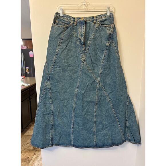 Studio 205 Vintage Maxi Denim Patchwork Skirt Boho Western Medium Size 28 - Picture 1 of 6
